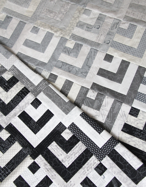 Grayscale Quilt Top, Cluck Cluck Sew
