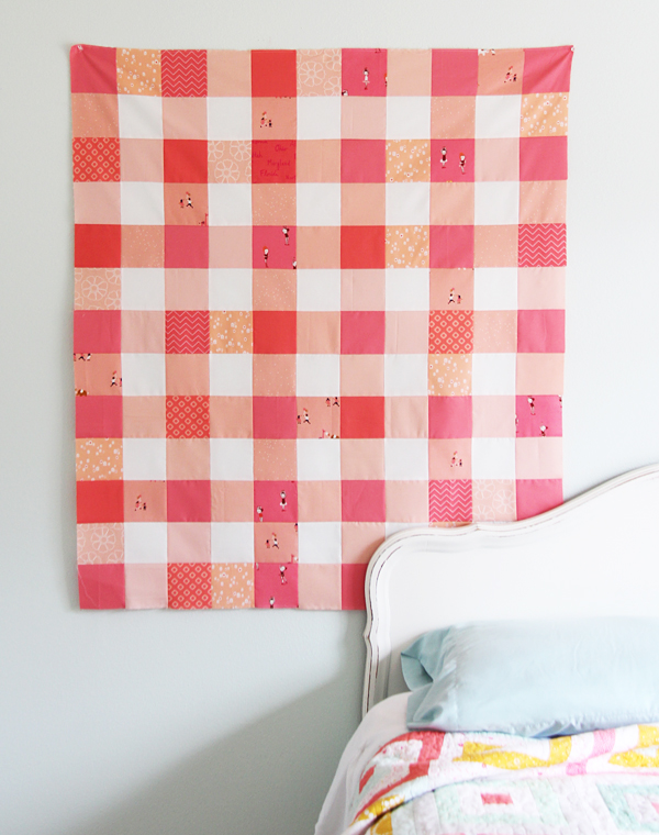 Gingham Coral Quilt Top