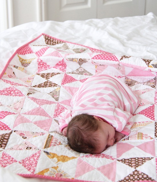 Pink Hourglass Baby Quilt Tutorial