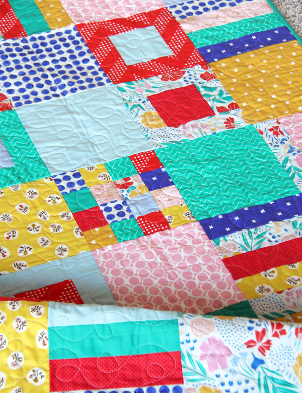Spring Squares and Strips Quilt, Free Pattern, Fat Quarter Friendly