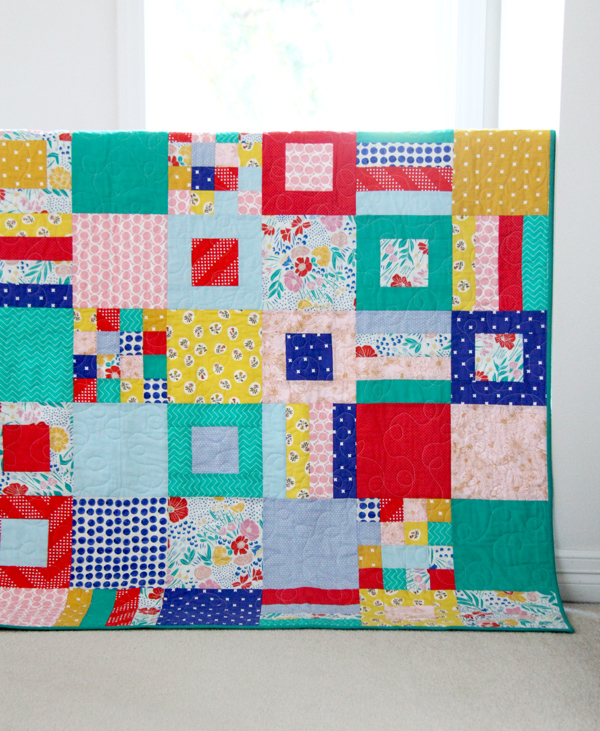 Spring Squares and Strips Quilt, Free Pattern, Fat Quarter Friendly