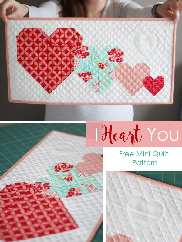 I Heart You Mini Quilt, Free Pattern