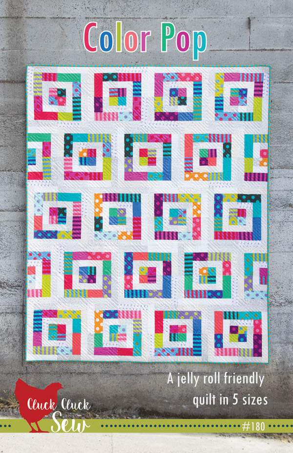 Color Pop, Jelly Roll Quilt Pattern in 5 sizes