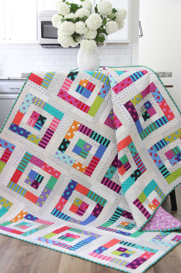 Color Pop, Jelly Roll Quilt Pattern in 5 sizes