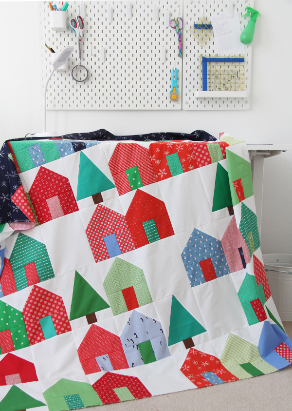 Suburbs Christmas Quilt with a Free Tree Block Pattern
