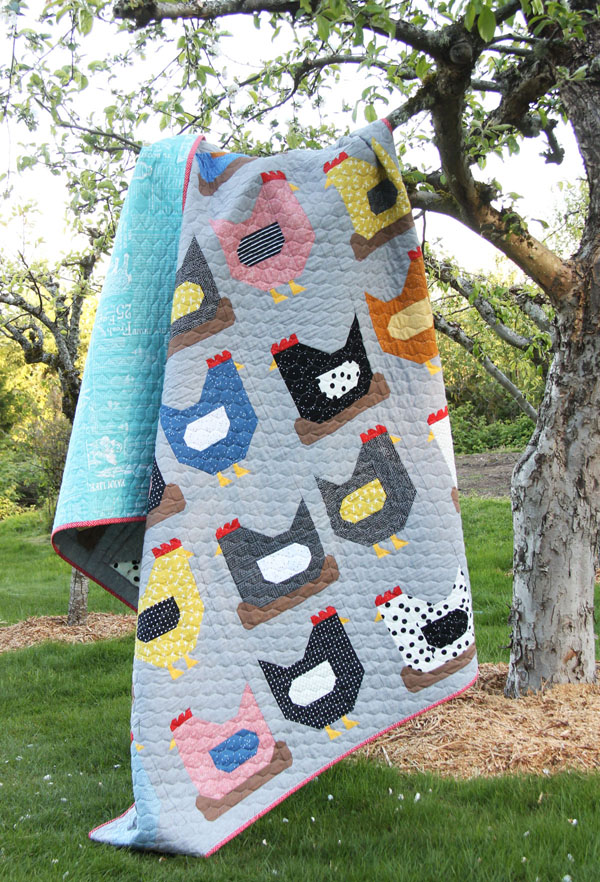 Chickens Quilt Pattern, a Fat Quarter quilt in 3 sizes