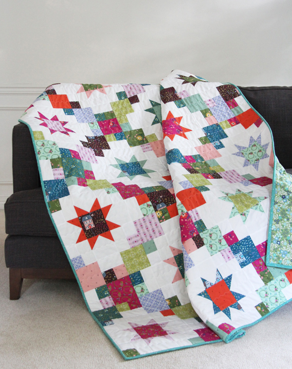 Brightly quilt pattern in Bungalow fabrics